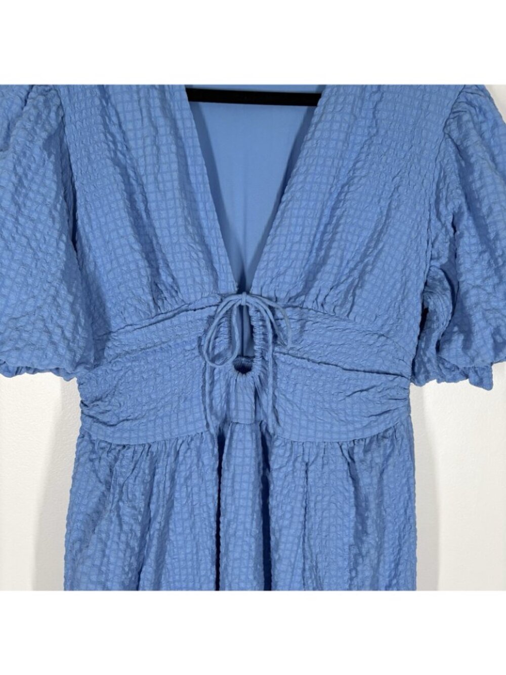 Abercrombie & Fitch Women LP French Blue Tie-Front Textured Maxi Dress NWOT - Picture 5 of 16